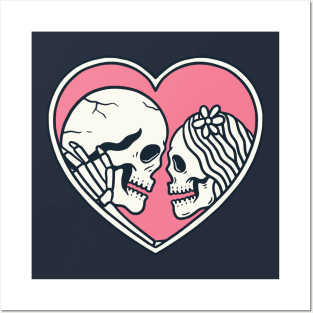 Valentine's Couple Skulls Posters and Art